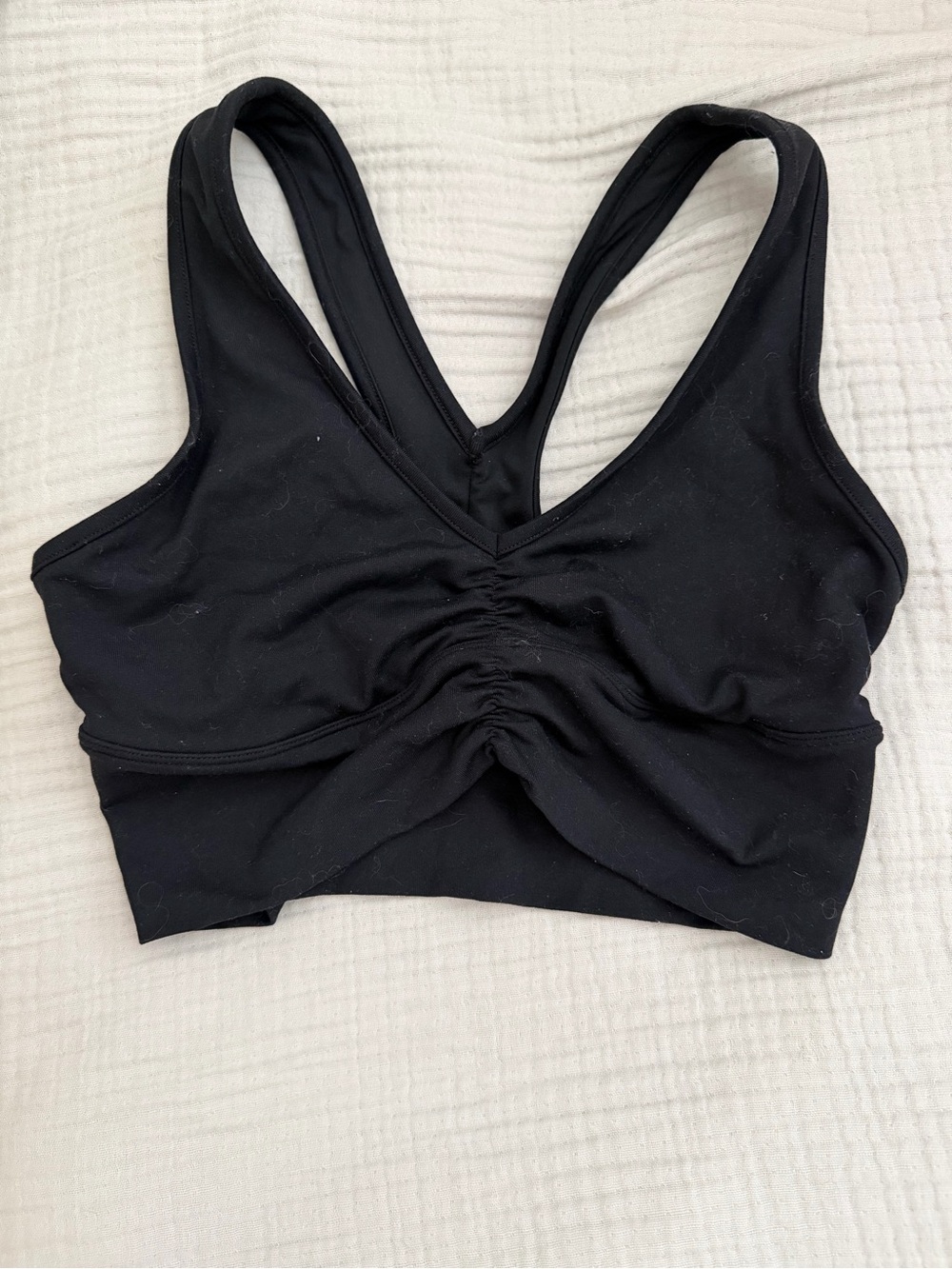 Black Ruched Front ALO Sports Bra